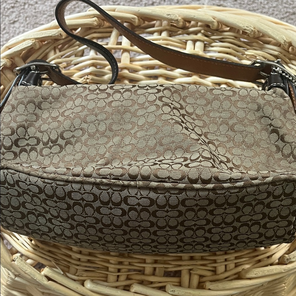 Coach Tan and Brown Patterned Shoulder Bag